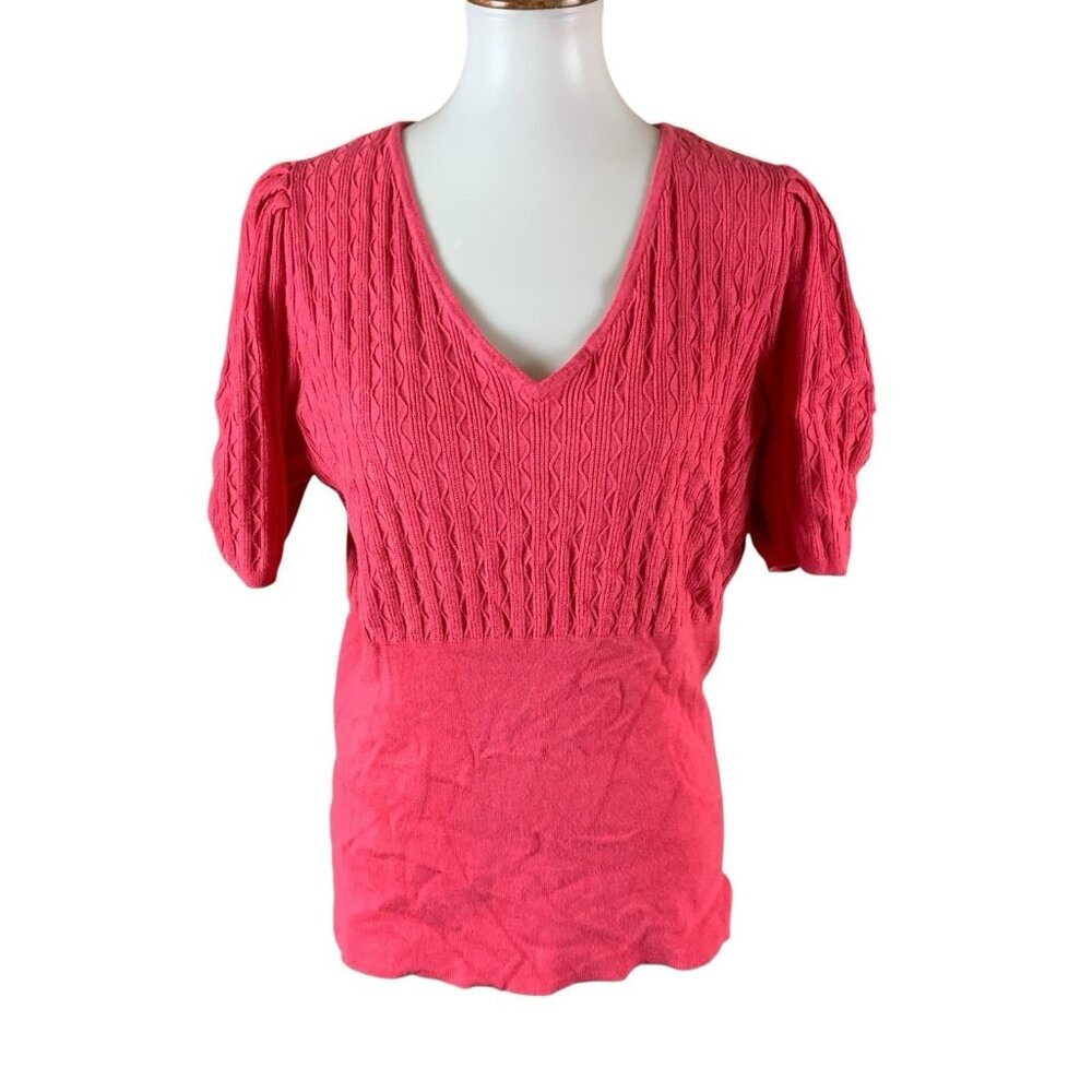 Torrid Pink Cable Knit V Neck Short Sleeve Pullover Sweater Size 3X